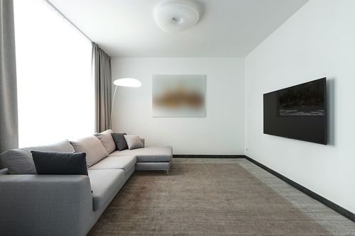 SAFAVIEH Luxe Shag Collection Area Rug - 9' x 12', Bone, Handmade Glam, 3.2-inch Thick Ideal for High Traffic Areas in Living Room, Bedroom (SGX160B) in Modern Living Room with Grey Couch