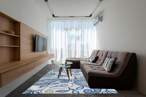 JONATHAN Y AMC102C-8 Julien Paisley High-Low Indoor Outdoor Area-Rug Bohemian Floral Easy-Cleaning High Traffic Bedroom Kitchen Backyard Patio Porch Non Shedding, 8 X 10, Blue/Light Gray in Grey Living Room with Brown Couch