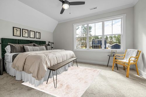 6' x 9' Ivory fluffy rug in Grey Traditional Bedroom with King Bed