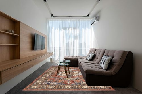 Unique Loom Larissa Utopia Rug, 8x10 ft in Grey Living Room with Brown Couch