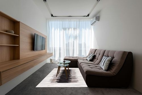 Safavieh Studio Leather Collection Area Rug - 5' x 8', Grey & Brown, Handmade Modern Natural Hide, Ideal for High Traffic Areas in Living Room, Bedroom (STL818F) in Grey Living Room with Brown Couch