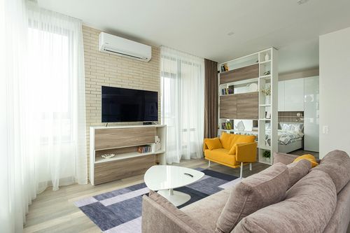 RUGSREAL Washable Rug for Living Room Low-Pile Non-Slip Throw Carpet Contemporary Morroccan Area Rug for Home Office, 5' x 8' Grey in Light Modern Living Room with TV