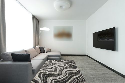 AS Quality Rugs Grey Modern Area Rugs for Living Room, Rug for Bedroom, Washable, Indoor & Outdoor Rug, Stain Resistant, Pet Friendly, Foyer Rugs, Waterproof & Easy to Clean (Medium 5x8) in Modern Living Room with Grey Couch
