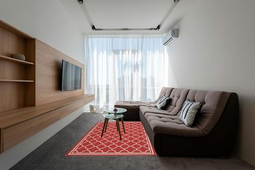 SAFAVIEH Courtyard Collection 5'3" x 7'7" Red/Bone CY6918 Trellis Indoor/ Outdoor Splashproof Easy Scrubbing Patio Backyard Mudroom Area Rug in Grey Living Room with Brown Couch