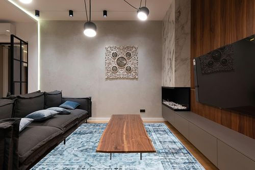 BRICHOEE Large Vintage Washable Rug 9x12 Blue Low-Pile Indoor Floral Print Carpet Non Slip Printed Persian Boho Area Rug for Living Room in Dark Wood Living Room with Black Couch