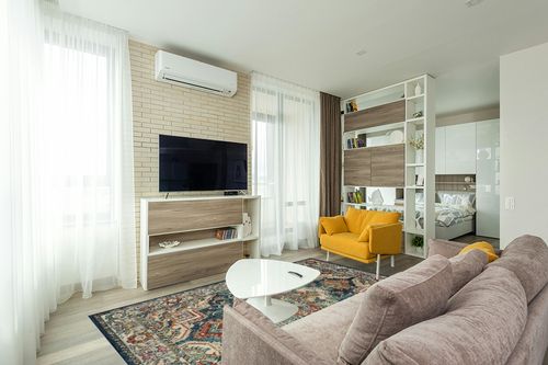 Mohawk Home Dellen Teal Blue 6' x 9' Whimsy Area Rug Perfect for Living Room, Dining Room, Office in Light Modern Living Room with TV