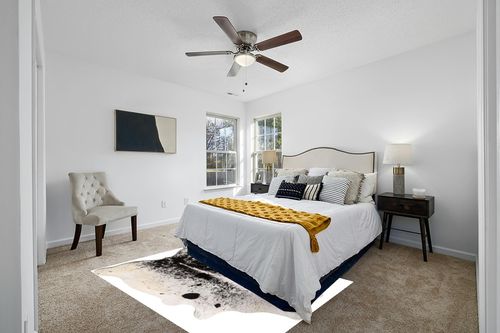Cowhide Area Rug in White and Yellow Modern Bedroom