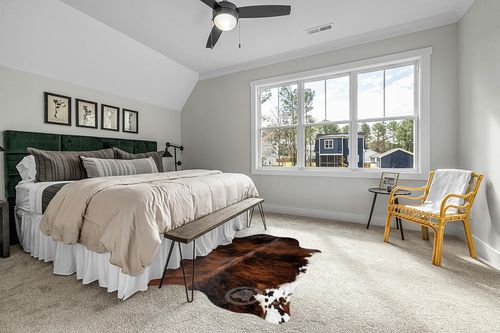 Sunshine Cowhides Genuine Dark Brindle Tricolor Cowhide Rug - Luxurious Cow Rug for Bedroom, Living Room, and Home Decor Enthusiasts - Masterpiece of Style and Functionality - 6x6-7ft (180x210cm) in Grey Traditional Bedroom with King Bed