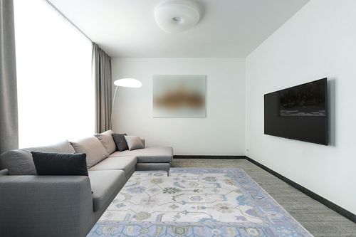 Hand Tufted Oushak Traditional Wool Area Rugs 8' x 10' - Durable - 100% Wool - Living Room, Dining Room, Bedroom, and Entryway Area Rugs - Oushak Lori Design Rug in Modern Living Room with Grey Couch
