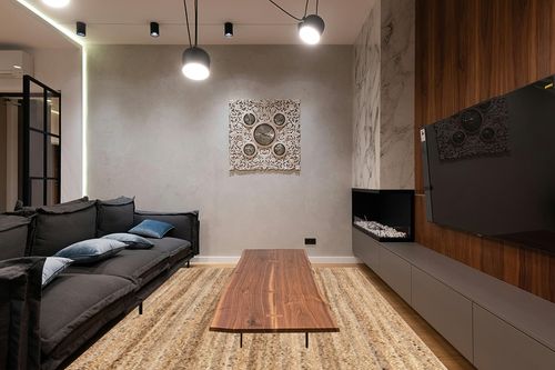 nuLOOM Rigo Hand Woven Farmhouse Jute Area Rug, 9' x 12', Natural in Dark Wood Living Room with Black Couch