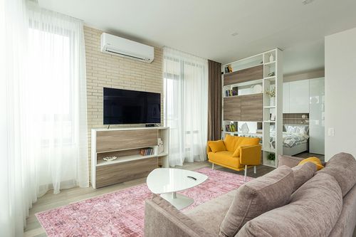 Bohemian Vintage Foldable Large Carpet in Light Modern Living Room with TV