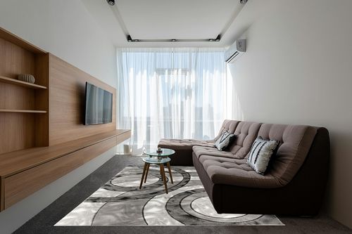 GLORY RUGS Area Rug Modern 8x10 Grey Black Circles Geometry Soft Hand Carved Contemporary Floor Carpet Fluffy Texture for Indoor Living Dining Room and Bedroom Area in Grey Living Room with Brown Couch