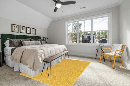 Yellow 6x9  Shag Rug in Grey Traditional Bedroom with King Bed