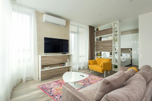 Artistic Weavers Odelia Vintage Bohemian Area Rug,5'3" x 7'3",Purple/Orange in Light Modern Living Room with TV