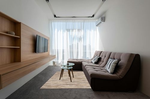 Nourison Positano Indoor/Outdoor Beige 5' x 7' Area Rug, Easy Cleaning, Non Shedding, Bed Room, Living Room, Dining Room, Backyard, Deck, Patio (5x7) in Grey Living Room with Brown Couch