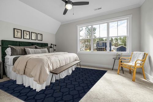 Garland Rug Sparta Area Rug, 9' x 12', Navy CL100N10814410 in Grey Traditional Bedroom with King Bed