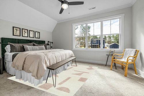 BALTA Gibson Navy 7 ft. 10 in. x 10 ft. Geometric Area Rug, Blue in Grey Traditional Bedroom with King Bed