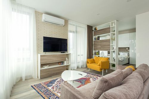 ‎Blue/Multi ‎Bohemian FLAIR Boho Vintage Traditional Non Slip Rug in Light Modern Living Room with TV