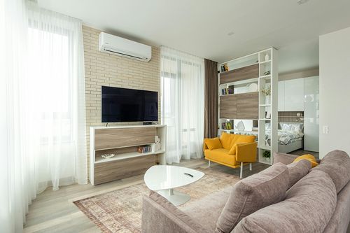 Loloi II Margot Collection MAT-01 Antique/Sage 5'-0" x 7'-6" Area Rug feat. CloudPile in Light Modern Living Room with TV