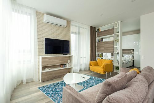 Wonnitar Moroccan Machine Washable Area Rug in Light Modern Living Room with TV