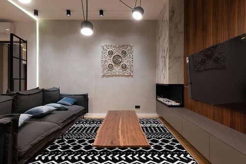 CAMILSON Boho Moroccan Area Rug, 8x10 Geometric, Diamond Design for Living Room Bedroom Black/White Indoor Area Rugs Bohemian in Dark Wood Living Room with Black Couch