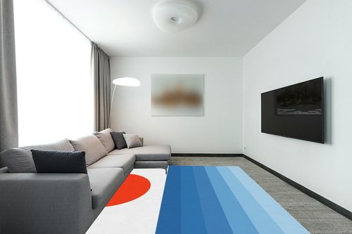 Modern Minimalist Navy White Red Area Rug for Living Room Bedroom Dining Room Nursery Room Contemporary Fluffy Carpets 8x10 Accent Kitchen No-Slip Kitchen Runner Rug Mat in Modern Living Room with Grey Couch