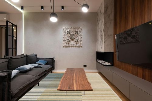 9'x12' | Washable Modern Area Rugs | Living Room & Kitchen Rugs | Interior Rugs ... in Dark Wood Living Room with Black Couch