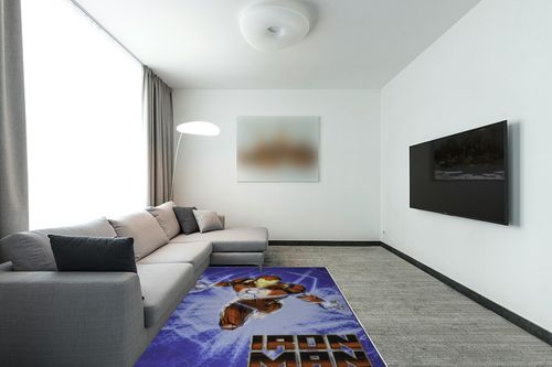 Gertmenian Marvel Rug Boys Childrens Bedroom Decor Kids Home Play Room Mat Bedding Area Carpet; 54x78 Large, Iron Man Superhero Navy Blue; 47329 in Modern Living Room with Grey Couch