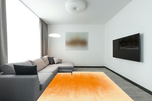 8x10 Area Rugs, Orange Rugs for Living Room Bedroom Girls, Contemporary Ombre Carpet Large Washable Rug Non-Slip Soft Nursery Rug for Playroom, Kid Room, Dining Room in Modern Living Room with Grey Couch