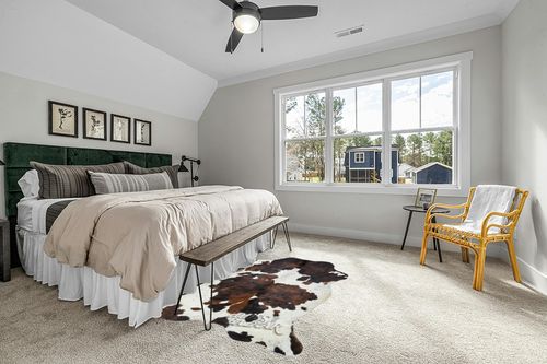 Tricolor Cowhide Rug Classic Brown, Black and White Color Mix, Natural Leather Hide, Area Rug (5x7 ft) in Grey Traditional Bedroom with King Bed