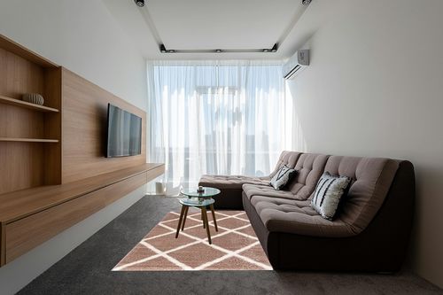 RUG BRANCH Soft Plush Retro Contemporary Boho Shag Brown White Indoor Area Rug for Living Room, Bedroom, Dining Room, and Kitchen - 5' x 7' (5'3" X 7'7") in Grey Living Room with Brown Couch