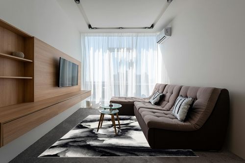 Abani Rugs Modern 7'9" x 10'2" Black & White Floral Swirl Area Rug - Contemporary Geometric 3D Rug, Arto Collection in Grey Living Room with Brown Couch