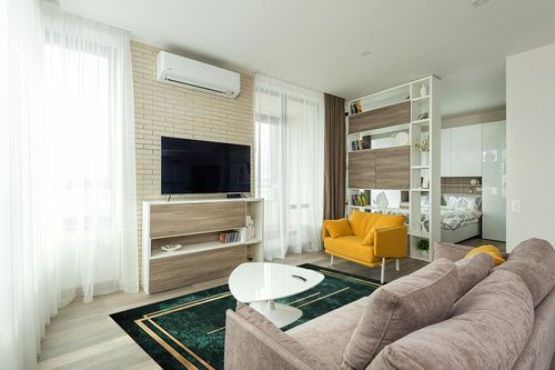 Luxury Emerald Green Gold Geometric Lines Area Rug, Non Slip Noise Reduction Kids Rugs, for Room Sofa Living Room Mat Bedroom Home Decor Floor Mats,6 x 8ft in Light Modern Living Room with TV