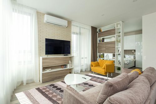 SAFAVIEH Natura Collection Area Rug - 8' x 10', Ivory & Black, Handmade Moroccan Boho Farmhouse Rustic Tassel Wool, Ideal for High Traffic Areas in Living Room, Bedroom (NAT292Z) in Light Modern Living Room with TV