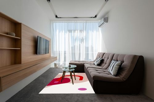 SAFAVIEH Fifth Avenue Collection Area Rug - 5' x 8', Ivory & Red, Handmade Mid-Century Modern Abstract Wool, Ideal for High Traffic Areas in Living Room, Bedroom (FTV143A) in Grey Living Room with Brown Couch