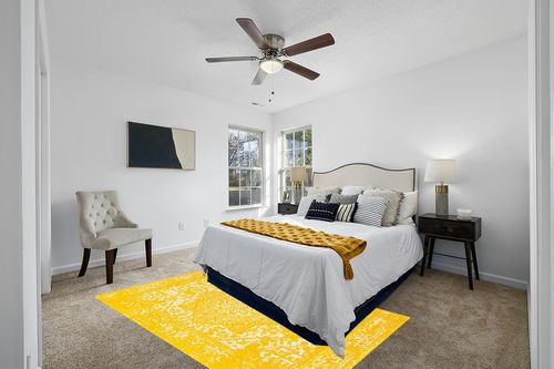 Rugs.com Arlington Collection Rug – 5' x 8' Yellow Medium-Pile Rug Perfect for Living Rooms, Large Dining Rooms, Open Floorplans in White and Yellow Modern Bedroom