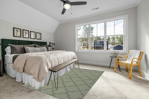 Garland Rug Quatro 6 ft. x 9 ft. Area Rug Sage in Grey Traditional Bedroom with King Bed