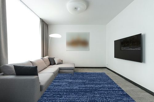 Nourison Essentials Indoor/Outdoor Navy Blue 8' x 10' Area Rug, Easy -Cleaning, Non Shedding, Bed Room, Living Room, Dining Room, Backyard, Deck, Patio (8x10) in Modern Living Room with Grey Couch