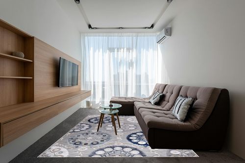 CAMILSON Indoor Rug, Blue 8x10 Bohemian Medallion Floral Area Rugs, Easy-Cleaning Non-Shedding Living Room, Garden and Kitchen Washable Carpet (8 x 10) in Grey Living Room with Brown Couch