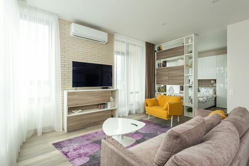 Addison Rugs Chantille ACN556 Red 5' x 7'6 Indoor Outdoor Area Rug, Stain Resistant, Machine Washable, Non Shedding, Bedroom, Living Room, Dining Room, Kitchen Rug in Light Modern Living Room with TV