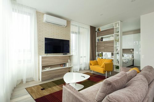 Mohawk Home Alliance Modern Geometric 6' x 9' Area Rug - Red - Perfect for Living Room, Dining Room, Office in Light Modern Living Room with TV