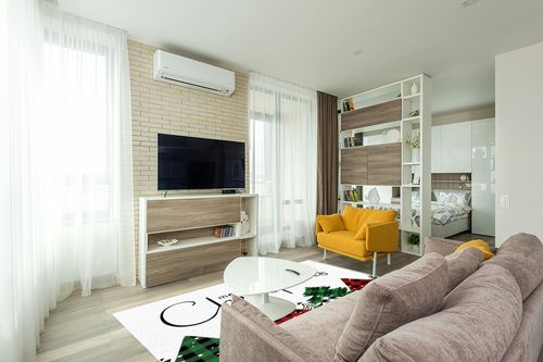 Merry Christmas Area Rug 5 x 8, Washable Bedroom Rug Non-Slip Kitchen Rugs Non Shedding Floor Cover Mat Runner Rug for Living Room Dining Room Outdoor Carpet Christmas Tree Buffalo Plaid Texture in Light Modern Living Room with TV