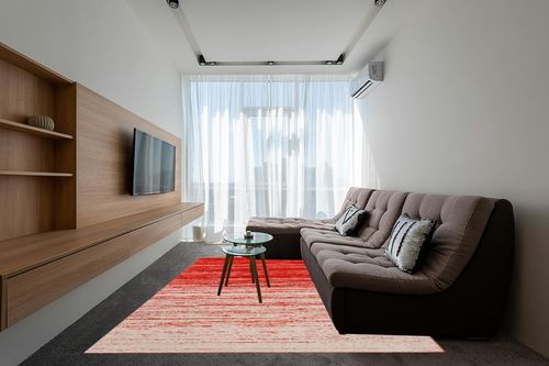 SAFAVIEH Adirondack Collection Area Rug - 8' x 10', Orange & Grey, Modern Ombre Design, Non-Shedding & Easy Care, Ideal for High Traffic Areas in Living Room, Bedroom (ADR113P) in Grey Living Room with Brown Couch
