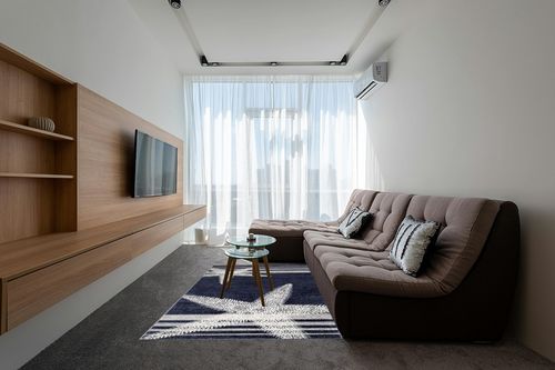 nuLOOM Thomas Paul Starfish and Striped Area Rug, 5' x 8', Blue in Grey Living Room with Brown Couch