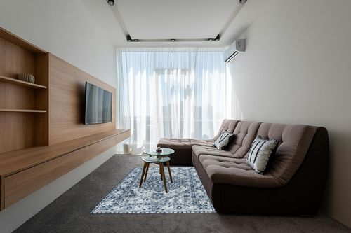 Comeet Area Rug 5x8, Living Room Bedroom Rug, Washable Vintage Area Rug Anti Slip Floor Carpet for Dining Room Home Blue/White in Grey Living Room with Brown Couch