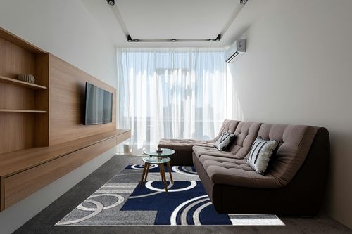 GLORY RUGS Area Rug Modern Soft Hand Carved Contemporary Floor Carpet with Premium Fluffy Texture for Indoor Living Dining Room and Bedroom Area (8x10, Navy) in Grey Living Room with Brown Couch