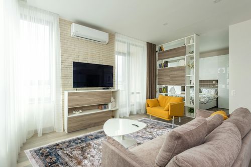 8x10 Area Rugs for Living Room: Washable Rugs Carpet for Living Room with Non-Slip Backing Non-Shedding Stain Resistant, Boho Floral Large Rugs for Dining Room Nursery Home Office (Blue Multi) in Light Modern Living Room with TV