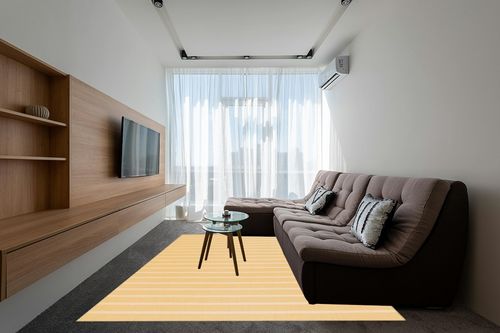 Nourison Positano Indoor/Outdoor Yellow Ivory 8' x 10' Area Rug, Easy Cleaning, Non Shedding, Bed Room, Living Room, Dining Room, Backyard, Deck, Patio (8x10) in Grey Living Room with Brown Couch