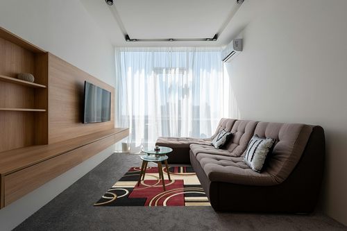 GLORY RUGS Area Rug Modern 5x7 Dark Red Soft Hand Carved Contemporary Floor Carpet with Premium Fluffy Texture for Indoor Living Dining Room and Bedroom Area. in Grey Living Room with Brown Couch