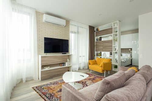 SAFAVIEH Savannah Collection 5'1" x 7'6" Yellow / Yellow SVH628H Boho Chic Area Rug in Light Modern Living Room with TV